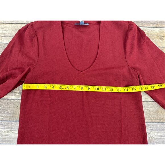 ModCloth Long Sleeve Top Blouse Womens‎ Size XS Solid Burgundy Casual New - Picture 12 of 14
